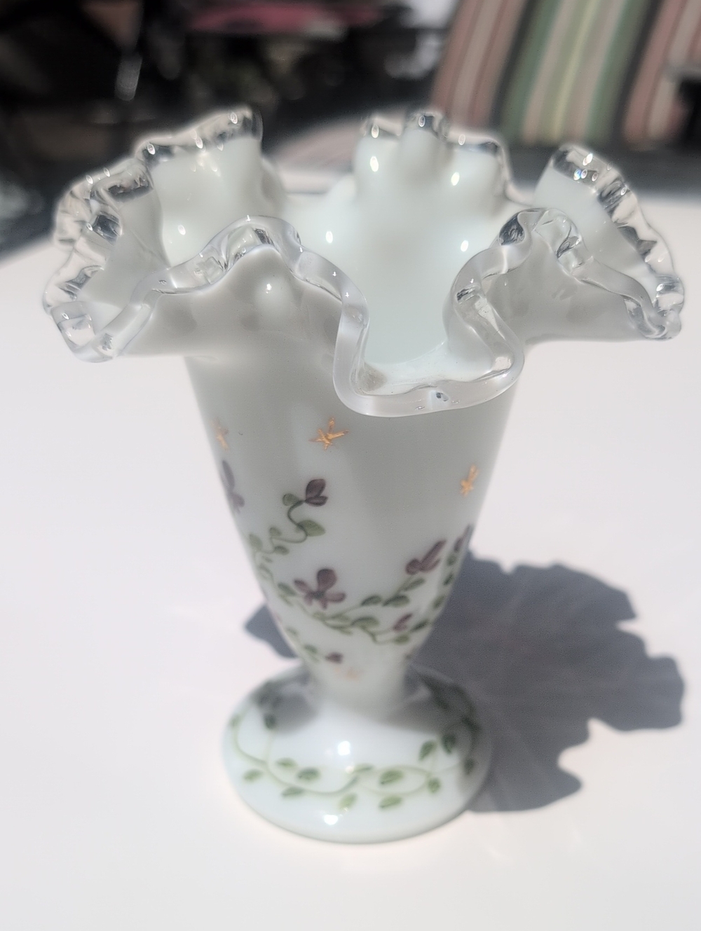 Fenton Hand Painted Violet Vase